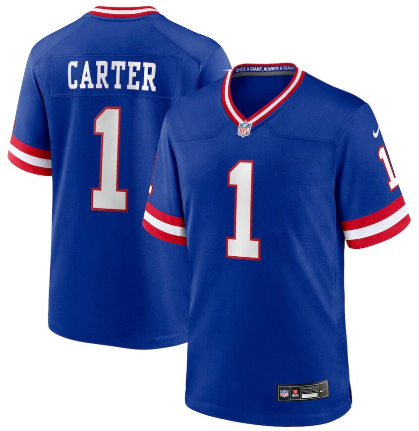 Men New York Giants 1 Abdul Carter blue Nike First Round Pick 2nd Alternate Game Jerseys